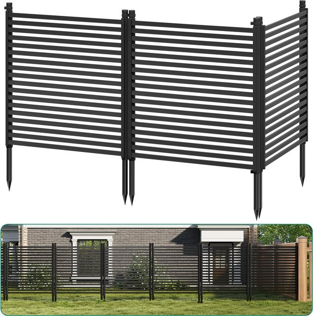 HiMISS Sichtschutz aus rostfreiem Metall für Garten und Terrasse, dekorative Pool-Umzäunung und Barriere für Blumenbeete, Schwarz, B/H: 120 x 90 cm - Bild 1
