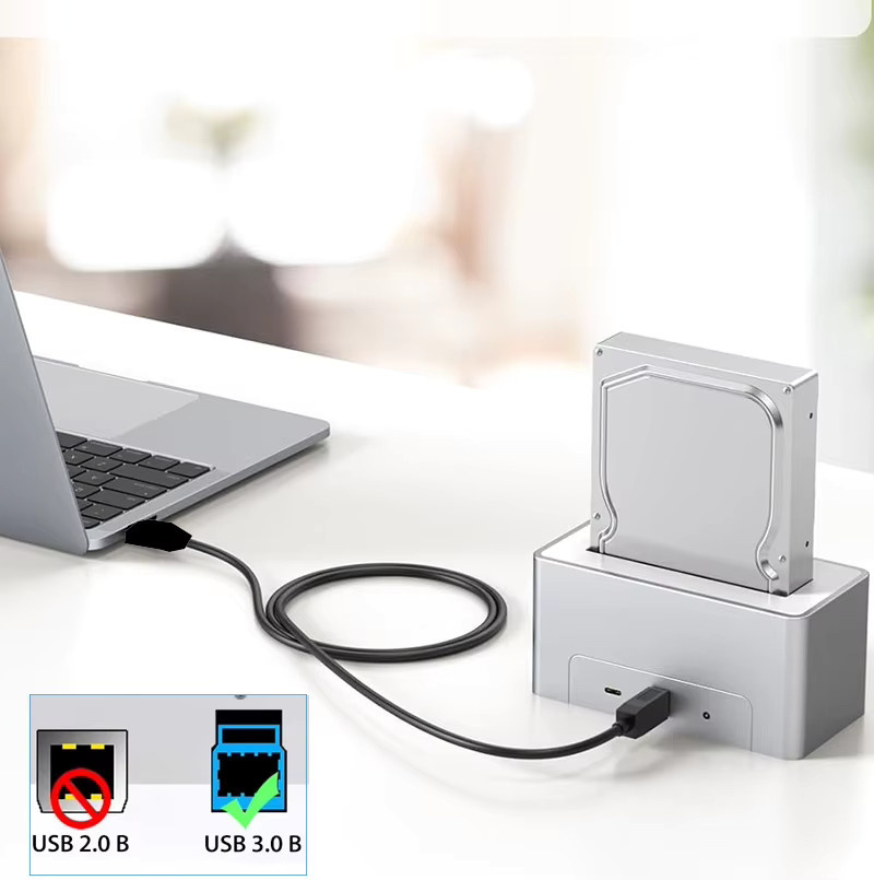 USB 3.0 Kabel Typ A auf Typ B in Schwarz für SATA-Dockingstationen und Festplattengehäuse - Bild 2