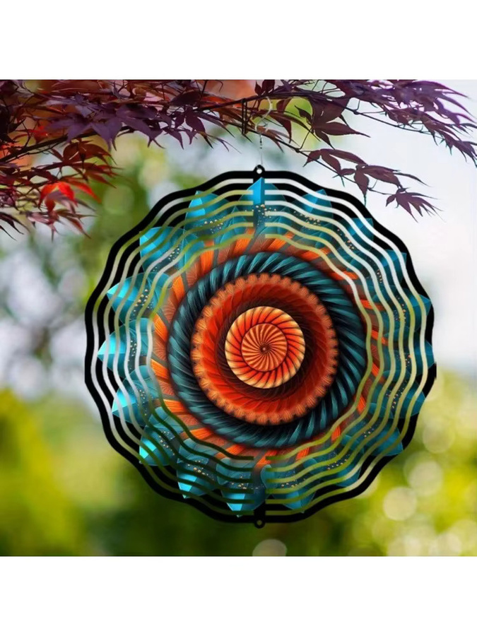 Hello Young Windspiel für den Außenbereich, geometrisches Metall-Dekor in Multicolour, rundes hängendes Windspiel mit 360 Grad Rotation - Bild 7
