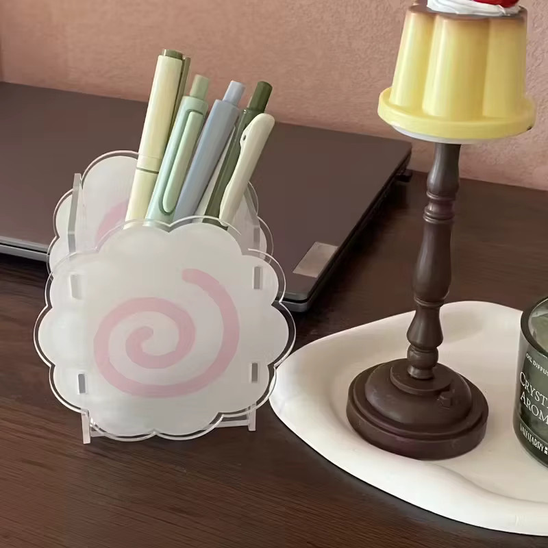 CHENJ Stifthalter aus Acryl in Wolkenform, transparenter spiralförmiger Organizer für Schreibtisch und Briefpapier - Bild 2