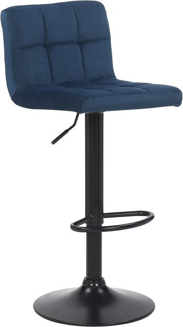 CLP Barhocker Feni modern in Blau mit Samtbezug und Metallgestell - Bild 1