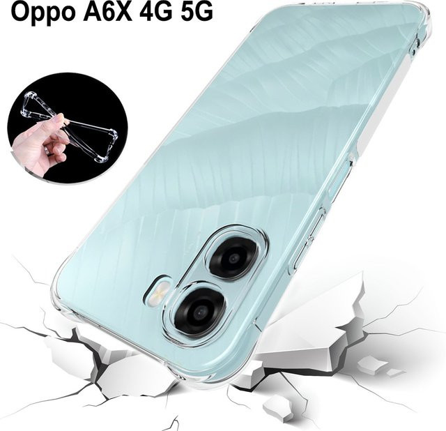 Stoßfeste Silikon TPU Handyhülle mit Airbag-Schutz für Oppo A6X 5G CPH2823 und Oppo A6X 4G 2025 CPH2819, Transparent - Bild 1