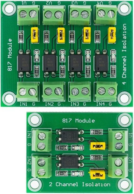 AITEXM ROBOT PC817 4-Kanal-Optokoppler-Isolationsplatine Spannungswandler-Adapter 3,3 V auf 5 V Modul in Grün - Bild 1