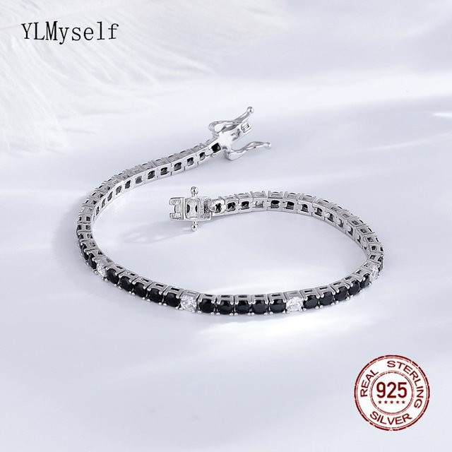 YLMyself Tennisarmband 925 Silber, Schwarz & Weiß, Zirkonia, Damen - Bild 1