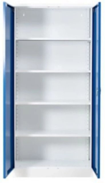 PROREGAL Stahlschrank Bee mit 9 Fachböden und Schließsystem, Weiß-Blau, H x B x T: 195 x 92 x 42 cm - Bild 1