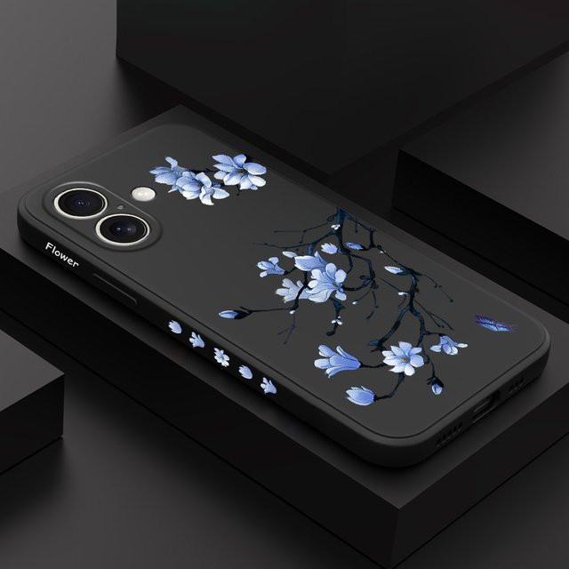 Blooming Orchid Silikonhülle für iPhone 17 16 15 14 13 12 11 Pro Max Plus Mini in Schwarz - Bild 1