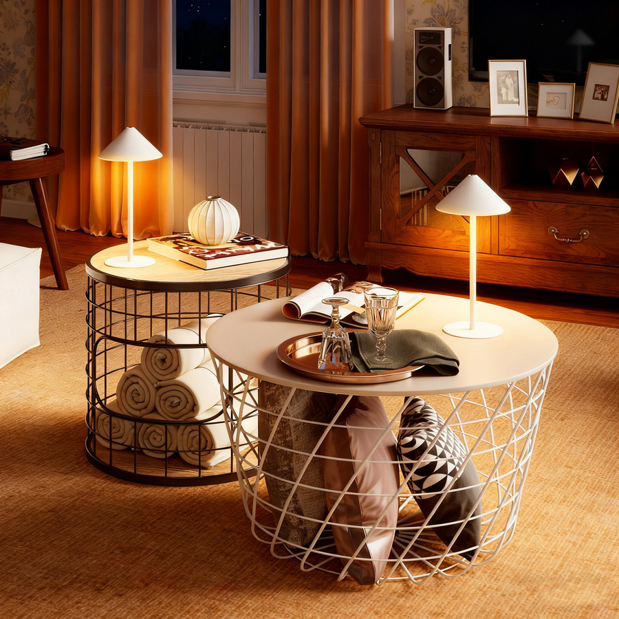HOMCOM 2er Set Tischlampen aus Metall in Weiß, aufladbare LED Nachttischlampen mit Touch-Schalter und 3 Lichtfarben für Wohnzimmer und Schlafzimmer - Bild 2