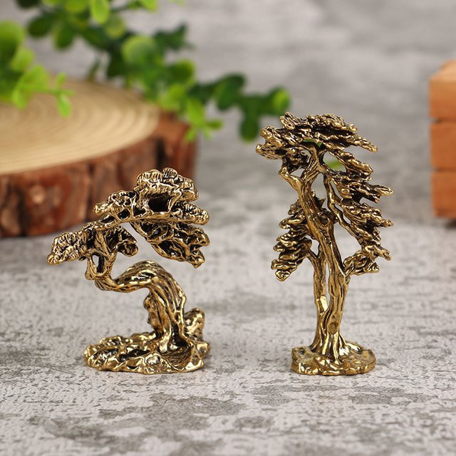 JETTING Miniatur-Kiefernsymbol aus Messing in Gold für Bonsai-Landschaften und Tischdekorationen - Bild 1