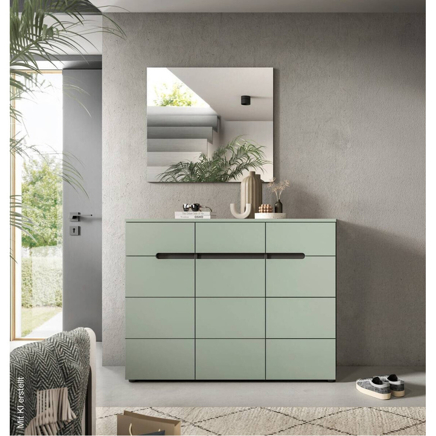 Schuhkommode Canu xonox.home in Grün und Basaltgrau, moderne Schuhschrank-Nachbildung für den Flur, B/H/T: 94 x 120 x 37 cm - Bild 2