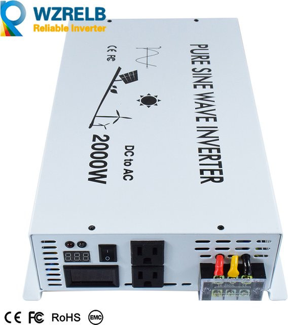 WZRELB Reiner Sinus-Wechselrichter 2000W in Weiß, DC zu AC Stromwandler für Auto und Haushaltsgeräte, 12V 24V 48V zu 100V 120V 220V 230V - Bild 1