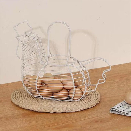 Yiran Furniture Aufbewahrungskorb in Hühnerform aus Metall für Eier, Obst und Gemüse in Schwarz oder Weiß