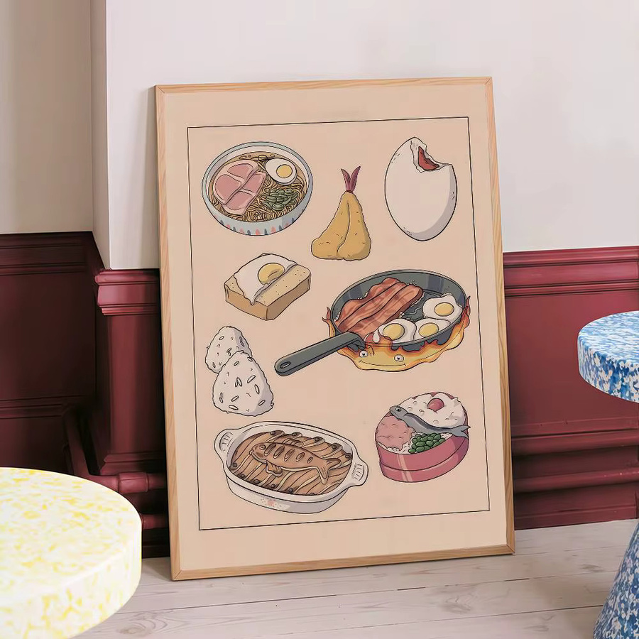 Selbstklebendes Kunstposter Moetch mit Studio Ghibli japanischem Essen Motiv in Multicolor auf Whitepaper - Bild 2