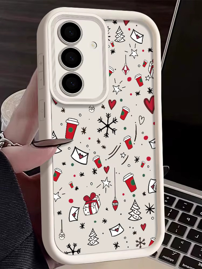 Handyhülle mit süßem Weihnachtsmuster für Samsung Galaxy S25 Edge S24 FE S23 S22 Ultra Plus A56 A17 A16 A15 A55 A54 A53 5G in Beige, Weiß und Multicolour aus TPU - Bild 5
