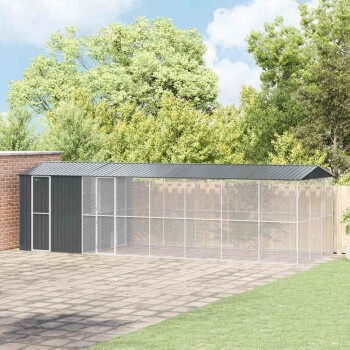 VidaXL Vogelkäfig für draußen aus verzinktem Metall in Anthrazit, B/T/H: 860 x 310 x 247 cm - Bild 2