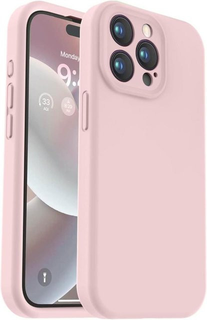 Stoßfeste Silikon-Handyhülle für Apple iPhone 15 14 13 12 11 Pro Max mit Kamera-Objektivschutz in Pink - Bild 1