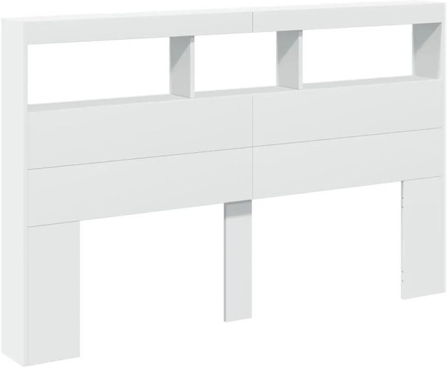 vidaXL LED-Kopfteil mit Ablage und USB-Anschluss, Weiß, B: 160 cm, T: 17 cm, H: 102 cm - Bild 1