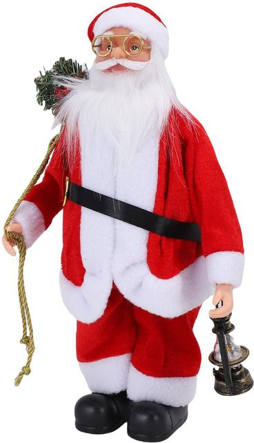 Igeteck Nikolaus-Puppe als Weihnachtsdekoration in Rot und Weiß mit grüner Tasche - Bild 1