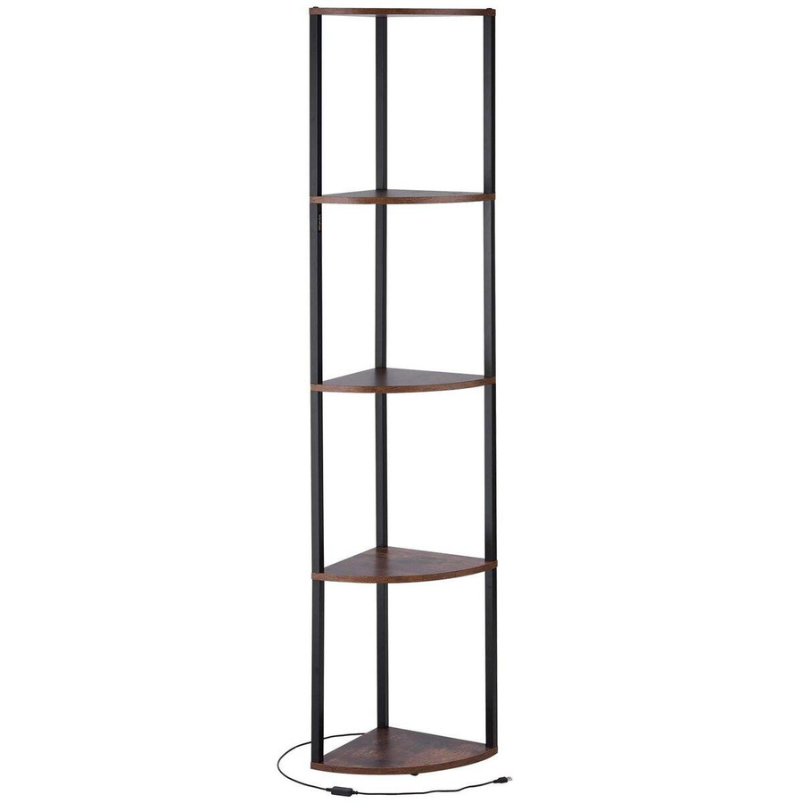 5-stufiges Eckregal von Buying Solutions, MB mit integrierter LED-Beleuchtung, Eckständer aus Metall und MDF-Holz in Schwarz und Braun - Bild 3