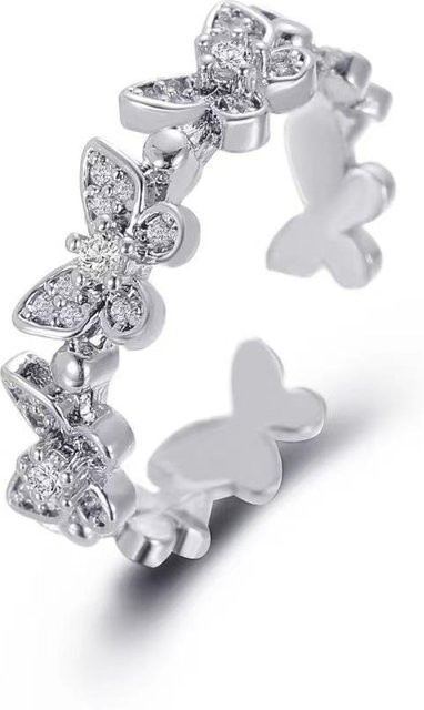 Lucky Star Jewelry Ring, 925 Silber, Schmetterling, Zirkonia, Damen - Bild 1