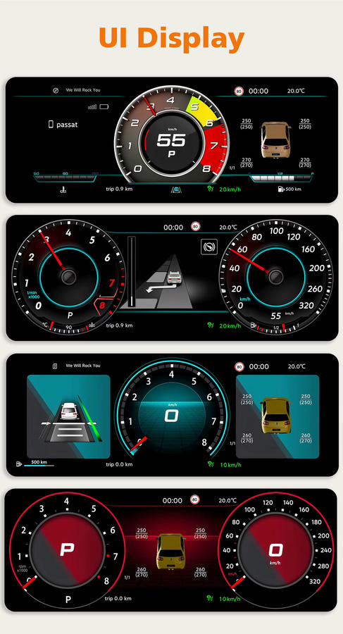 OSSURET Digitales Kombiinstrument für Skoda Octavia MK3 2014-2020 Virtuelles Cockpit mit 12,3-Zoll-LCD-Bildschirm, CarPlay und Android Auto, Schwarz - Bild 4