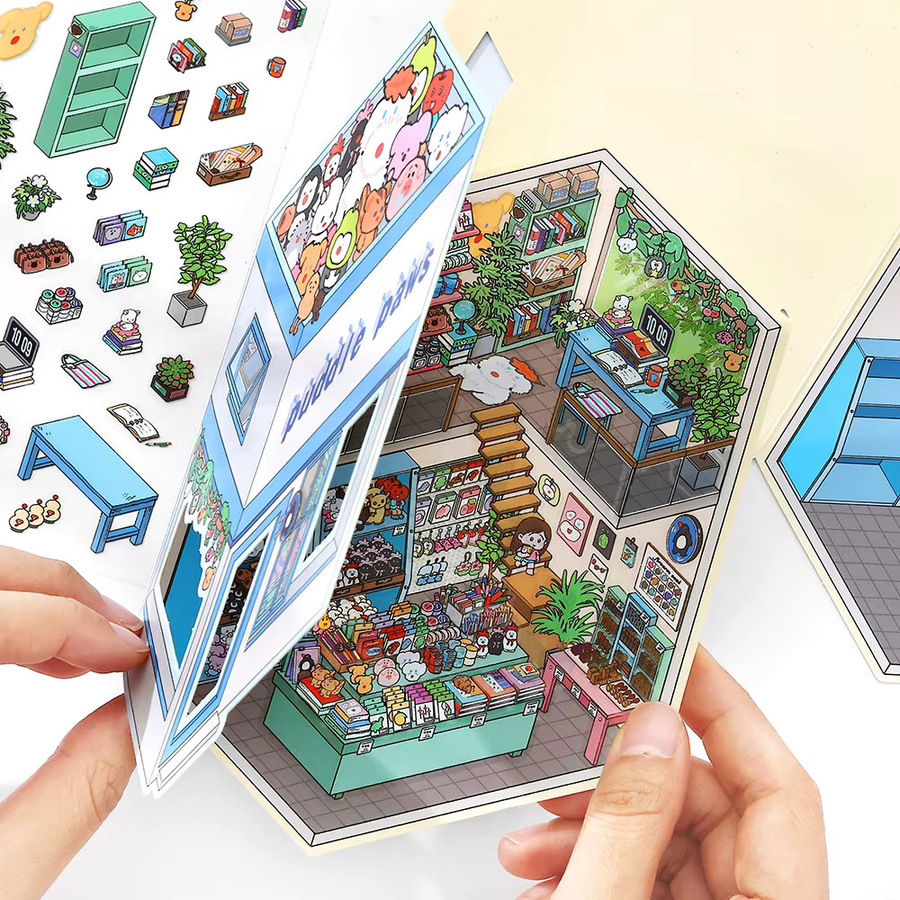 Kawaii 3D Miniatur Szene Aufkleber für DIY Scrapbooking und Bastelarbeiten, Mehrfarbig - Bild 2