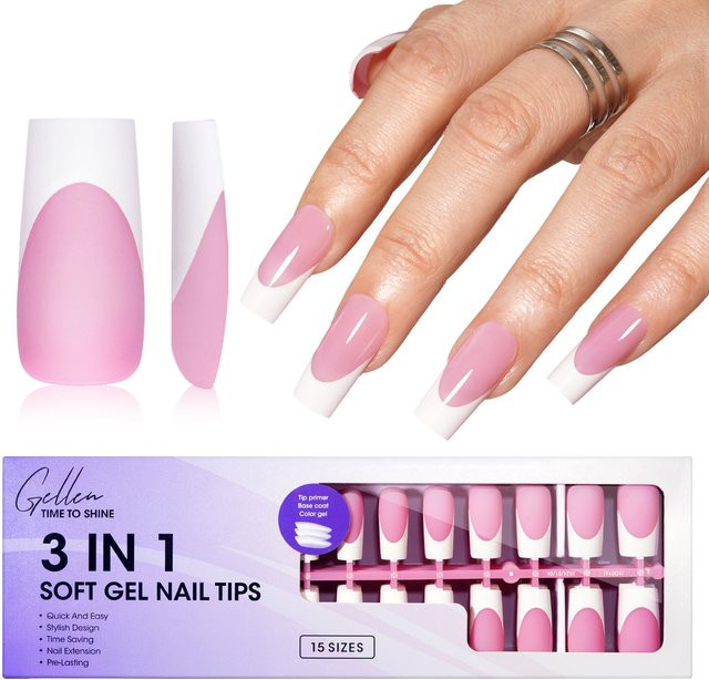 GELLEN Nagelspitzen-Set, 150 Stück, rosa, quadratisch, glänzend - Bild 1