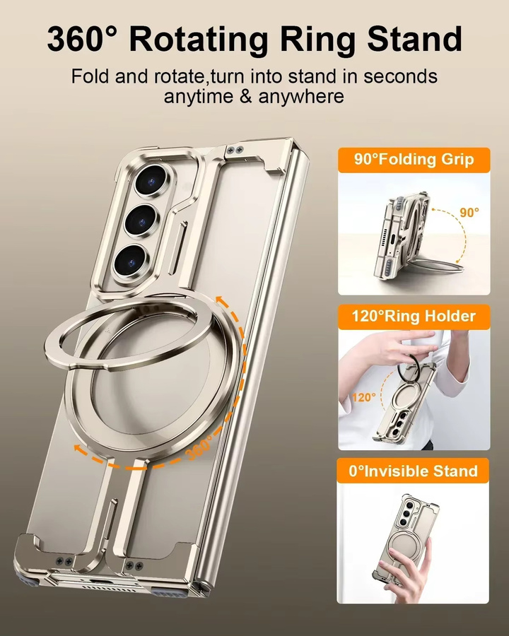 Eary Schutzhülle für Samsung Galaxy Z Fold 6 mit 360 Grad drehbarem magnetischem Metallständer und stoßfestem Rahmenlose Design - Bild 2
