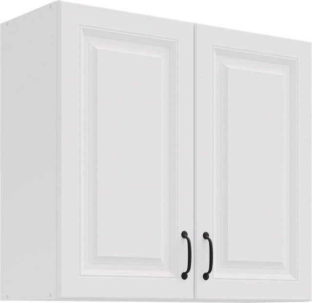 Hängeschrank Stilo in Weiß im Landhausstil mit Einlegböden und mattem Finish, Breite: 80 cm - Bild 1