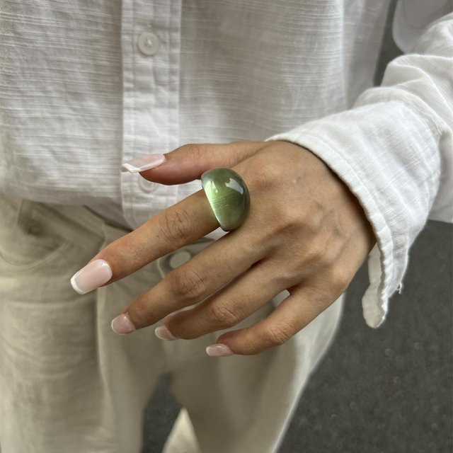 Ring Damen, Harz, gray, Vintage - Bild 1