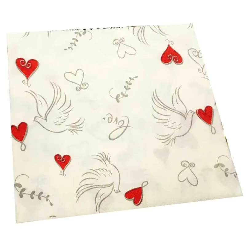 GUANYAO Papierservietten mit buntem Grafikdruck für Hochzeit und Valentinstag, 20 Stück pro Packung, Weiß/Mehrfarbig - Bild 2