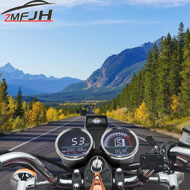ZMFJH Digitaler LCD Motorrad Tachometer mit Geschwindigkeitsanzeige und Getriebestatus in Grün und Schwarz für Suzuki GN125/150 - Bild 1