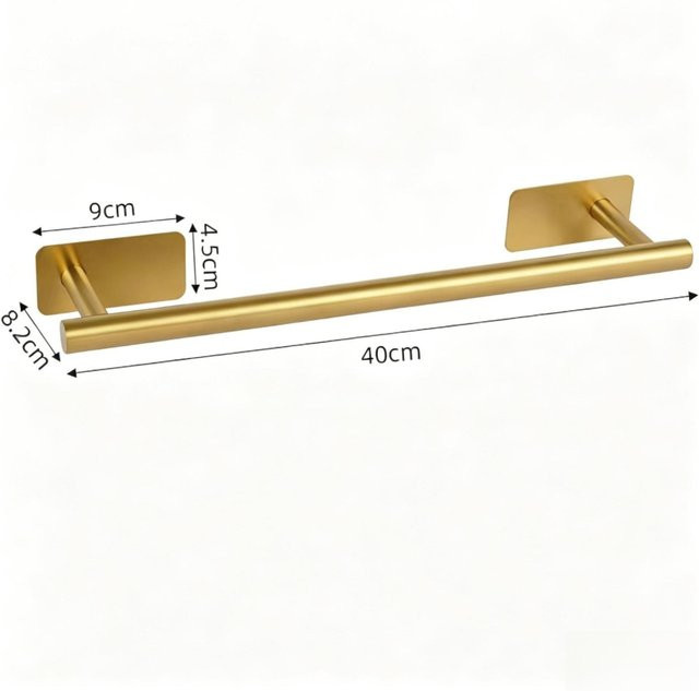 Likeit8888 Selbstklebende Handtuchstange aus Edelstahl in Gold, wandmontierter Handtuchhalter für das Badezimmer - Bild 1