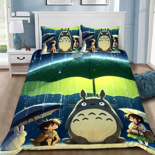 Bettwäscheset Lodestar Anime T-TotoroS mit Bettbezug und Kissenbezug, Blau, B/H: 135 x 200 cm - Bild 1