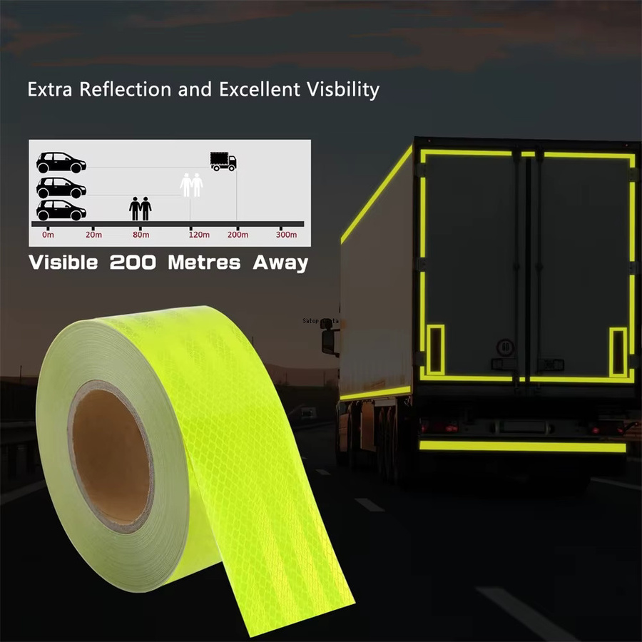 Satop Cinta Reflektorfolie für LKW in Fluoreszierend Gelb, 10,16 cm x 5,18 m, Hochreflexive Sicherheitswarnfolie für Fahrzeuge - Bild 3