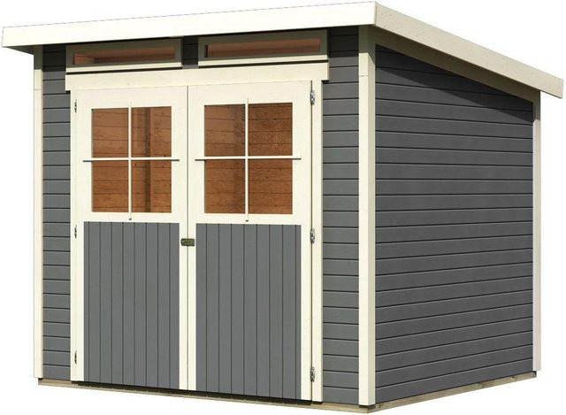 Gartenhaus Karibu Egersund mit Pultdach in Terragrau, lackiert, B/T: 238 x 213 cm - Bild 3