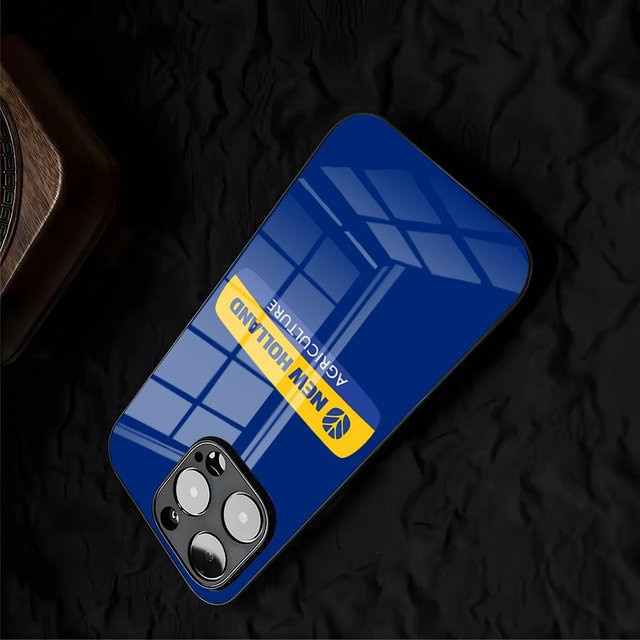 Handyhülle Traktor N-New H-Holland für iPhone 17 Air Pro Max 16 15 14 13 12 Plus mit Glasabdeckung in Blau - Bild 1