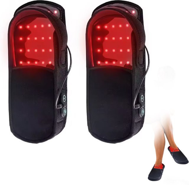 VamsLuna Rotlicht-Infrarot-Therapie-Hausschuhe, Schwarz, Rot - Bild 1