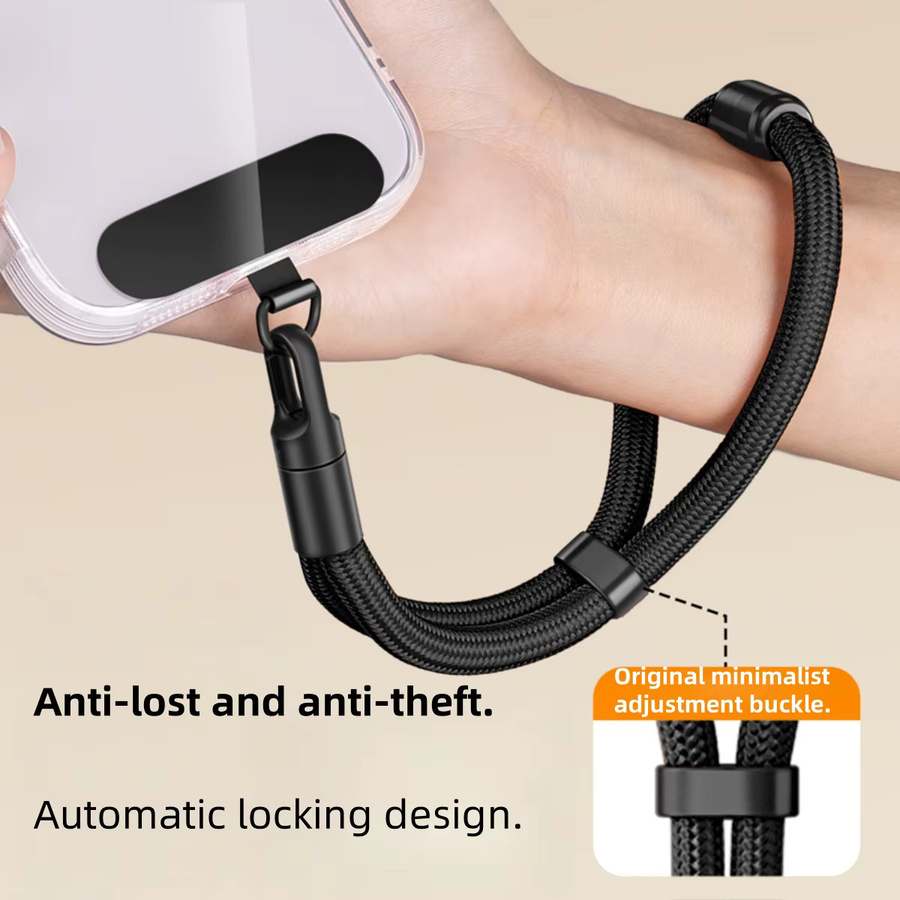 Victory Street 3-in-1 Handy-Lanyard universeller Handy-Gurt mit verstellbarer Länge in Schwarz und Grau - Bild 3
