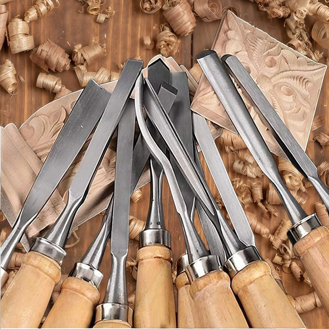 FNICEL 12-teiliges Holzschnitzmeißel-Set mit Beutel und verschiedenen Hohleisen für deine Holzbearbeitungsprojekte - Bild 1