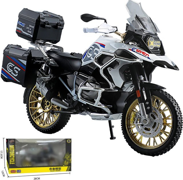 R1250GS Adventure Motorrad Modell Fahrzeug, 1:10, Metall, mit Licht und Ton, ab 18 Jahre - Bild 1