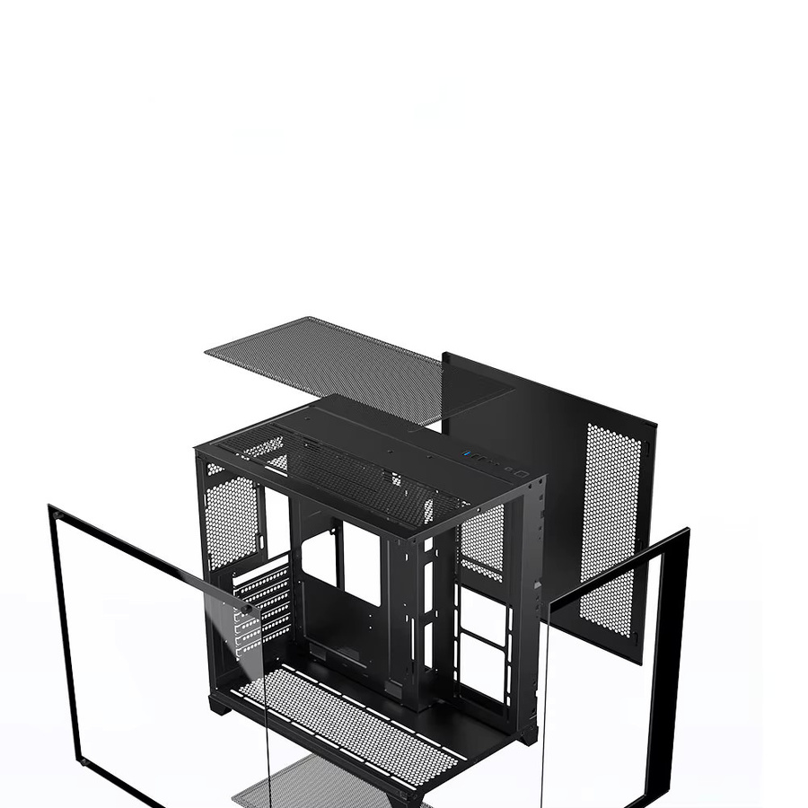 XMSJ Full Tower Gaming-PC-Gehäuse mit 270 Grad Panorama-Glasdesign in Schwarz oder Weiß - Bild 4