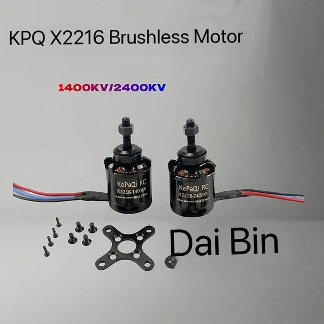 KPQ X2216 Bürstenloser Motor mit geschweißtem 3,5-Bananenstecker in Schwarz für Modellflugzeuge und Drohnen (1400KV oder 2450KV) - Bild 1