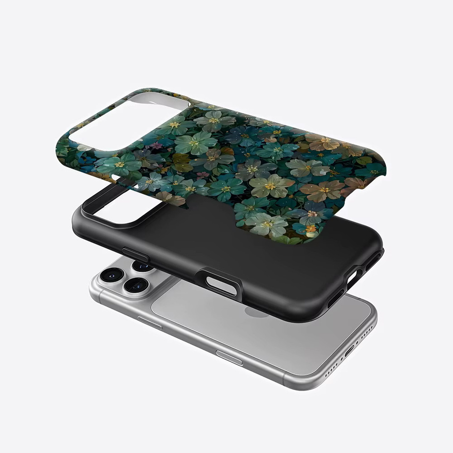 Potdemiel Magnetische Handyhülle mit blaugrünem Blumenlabyrinth für iPhone 17 16 15 14 13 Pro Max Plus, robuste Doppelschicht-Schutzhülle in Türkis und Multicolour - Bild 2