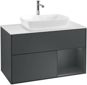 V&B Waschtischunterschrank Finion 100 in weiß lackiert mit Regal, Breite: 100 cm, Tiefe: 50,1 cm, Höhe: 50,1 cm - Bild 1