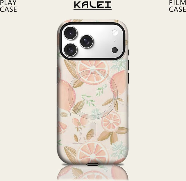 Potdemiel Handyhülle Blush Grapefruit Aquarell für iPhone 17 16 15 14 13 Pro Max Plus, robuste magnetische ein- und zweilagige Hülle, Farbe: Pink - Bild 1
