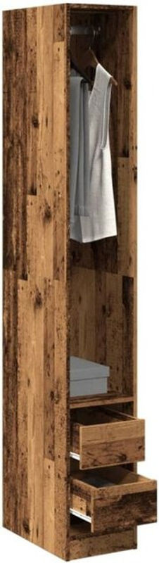 Kleiderschrank in Altholz-Optik von vidaxl, Braun, Holzwerkstoff, Landhaus-Stil, B/T/H: 30 x 20 x 200 cm - Bild 1