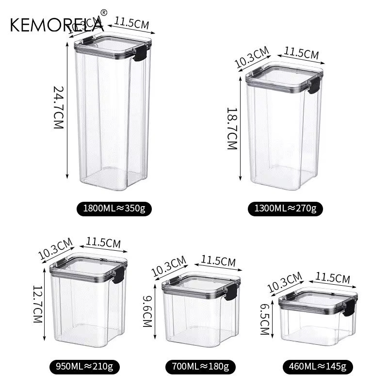 KEMORELA Transparente Frischhaltedosen aus Kunststoff, luftdichte und stapelbare Aufbewahrungsboxen für deine Küche, 460 ml, 700 ml und 1300 ml - Bild 5
