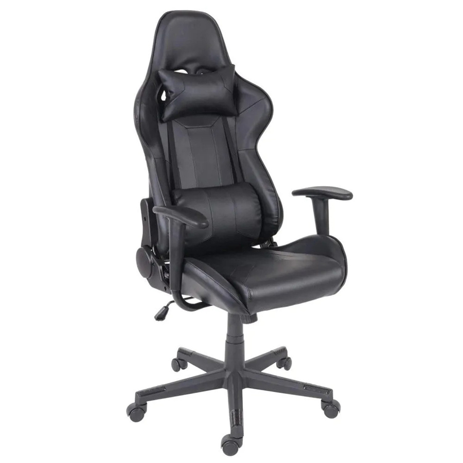 Bürostuhl MCW F84 in Schwarz aus Kunstleder mit Kopfstütze und Armlehnen - Bild 2