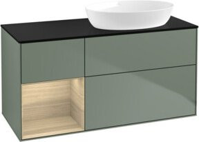 V&B Waschtischunterschrank Finion Wandbeleuchtung in Olivenlackierung, Breite: 120 cm, Tiefe: 50,1 cm, Höhe: 50,1 cm - Bild 1