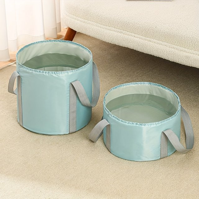 Faltbare Fußwanne von Untior als tragbares Waschbecken und Eimer für Spa-Massagen in Beige oder Blau - Bild 1
